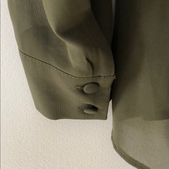 TOPSHOP olive green chiffon blouse - Picture 6 of 8